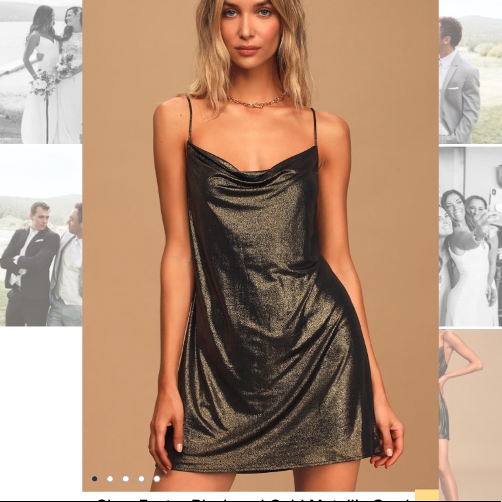 Black and gold metallic dress.